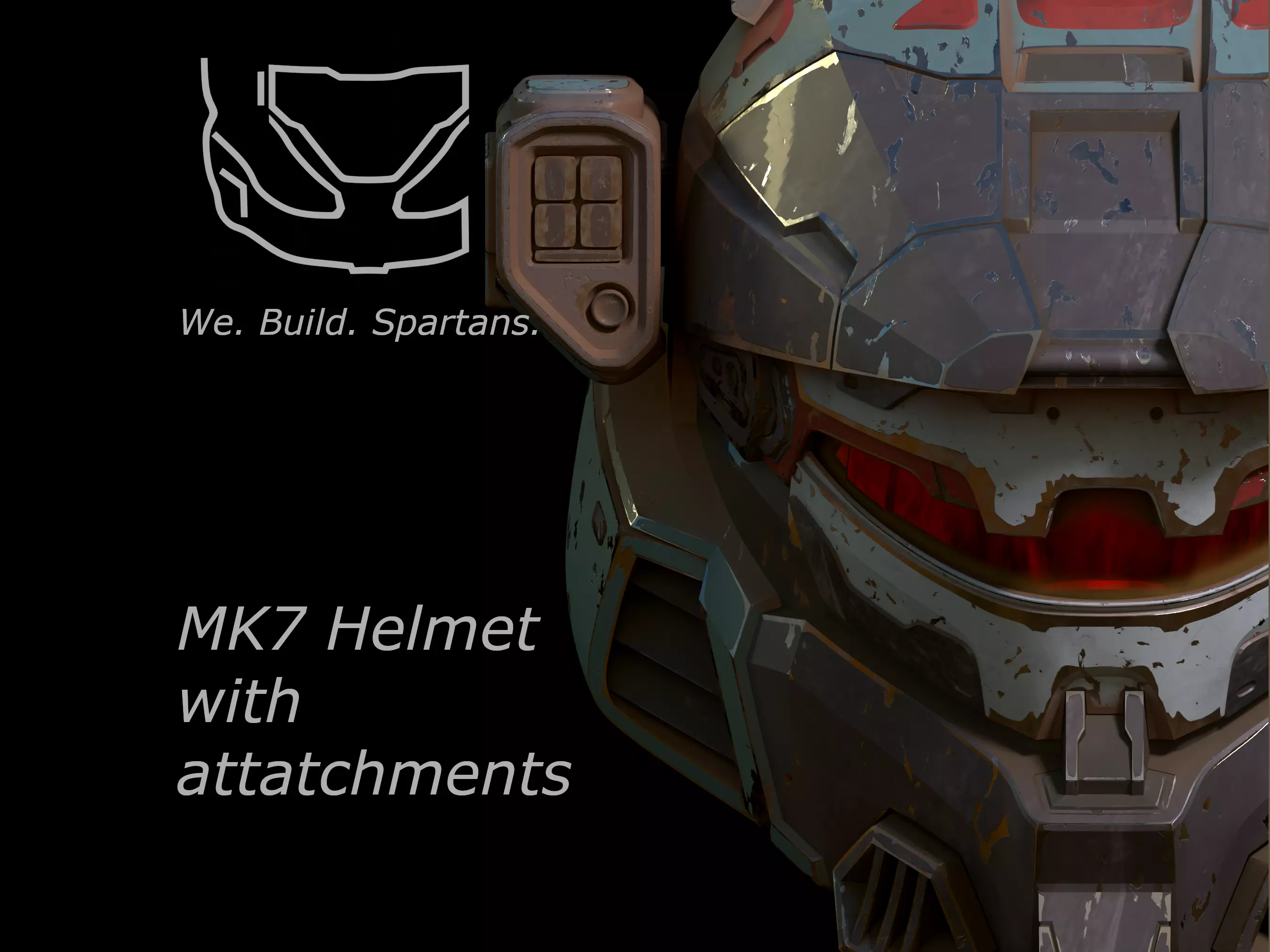 HALO Mk VII helmet with attachments 3d print file 3D print model_0