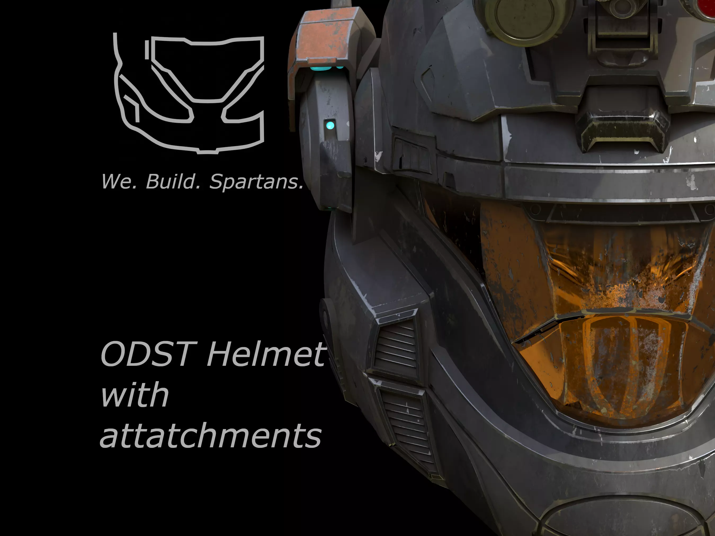 HALO ODST helmet with attachments 3d print file 3D print model