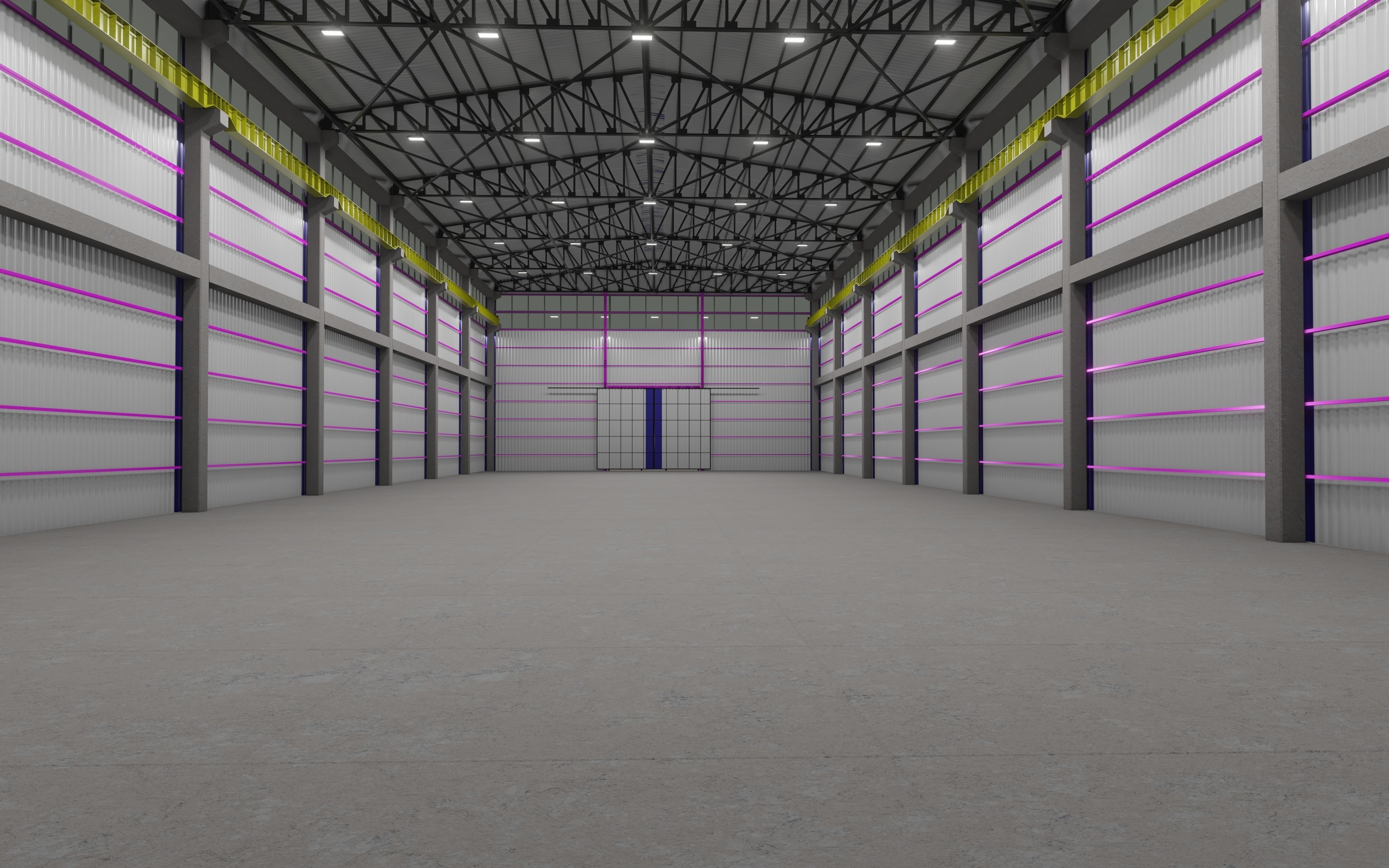 Steel Structure - Warehouse - Type-3 3D model_1