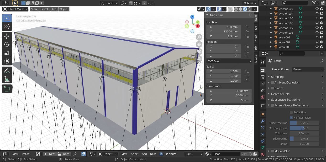 Steel Structure - Warehouse - Type-3 3D model_14