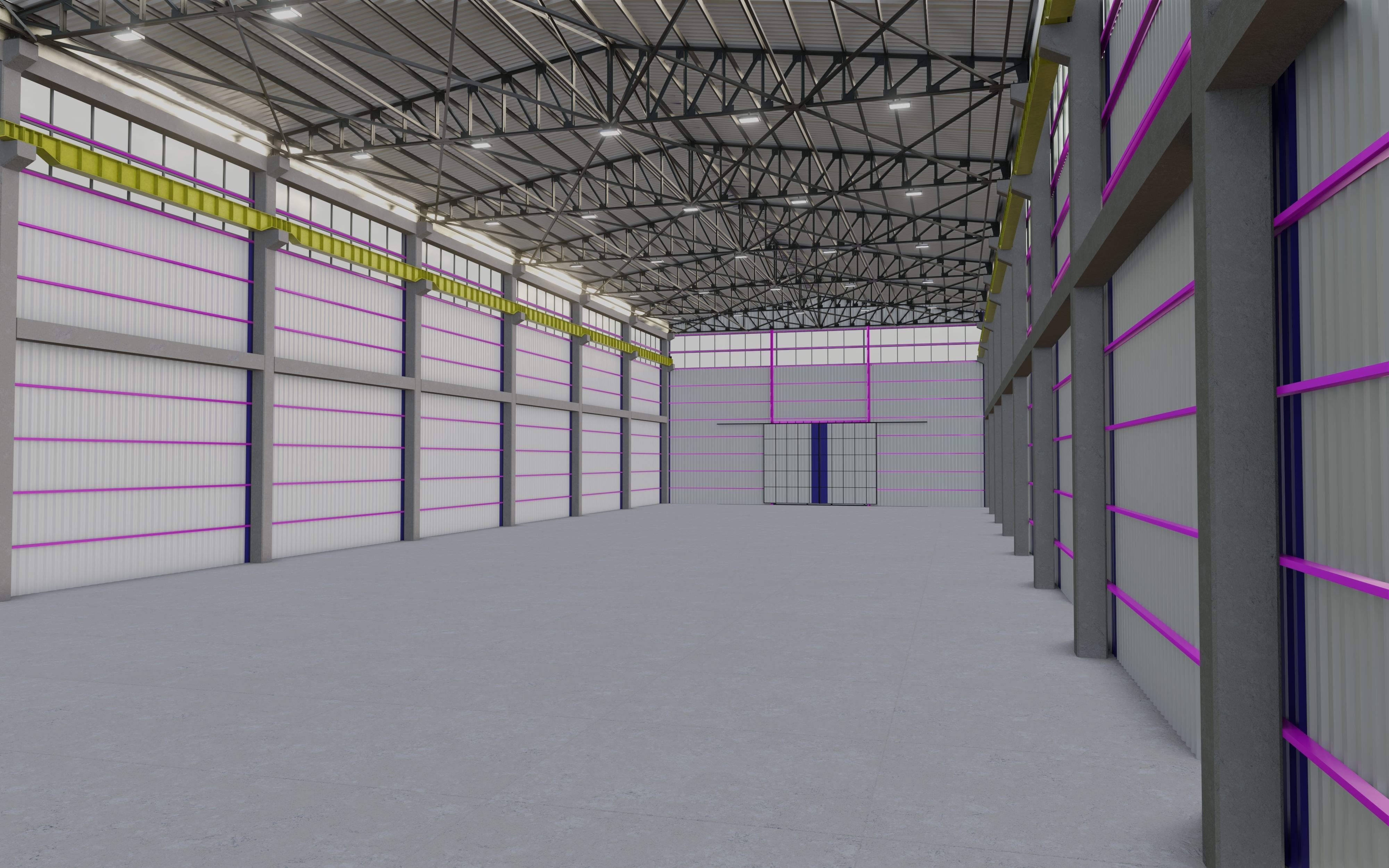 Steel Structure - Warehouse - Type-3 3D model_7