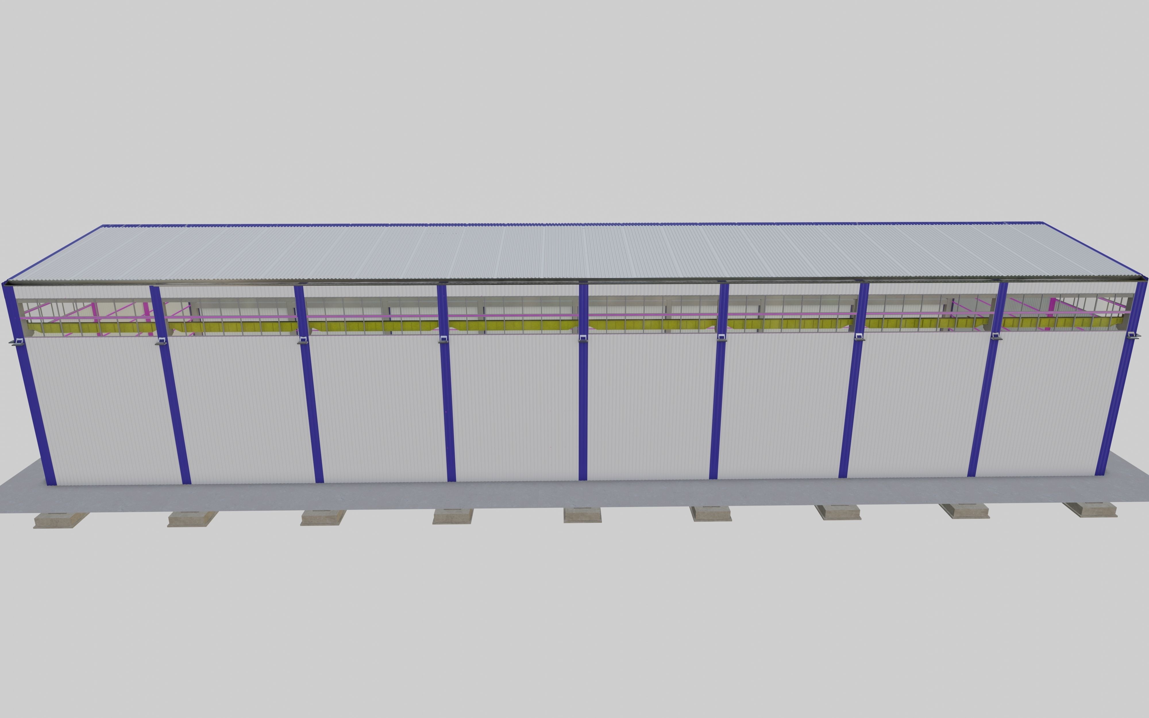 Steel Structure - Warehouse - Type-3 3D model_5