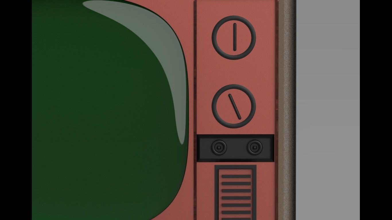 Vintage TV with Green Screen 3D model_2