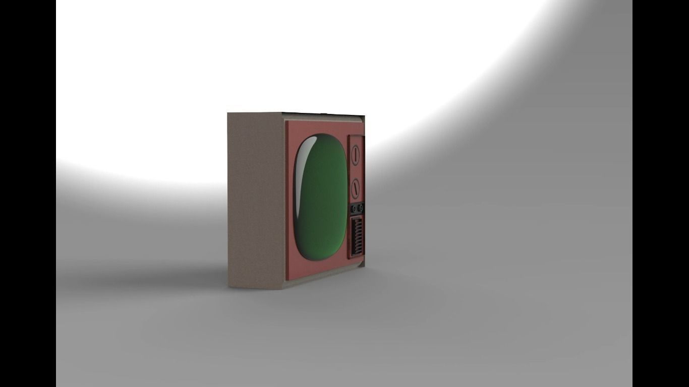 Vintage TV with Green Screen 3D model_4
