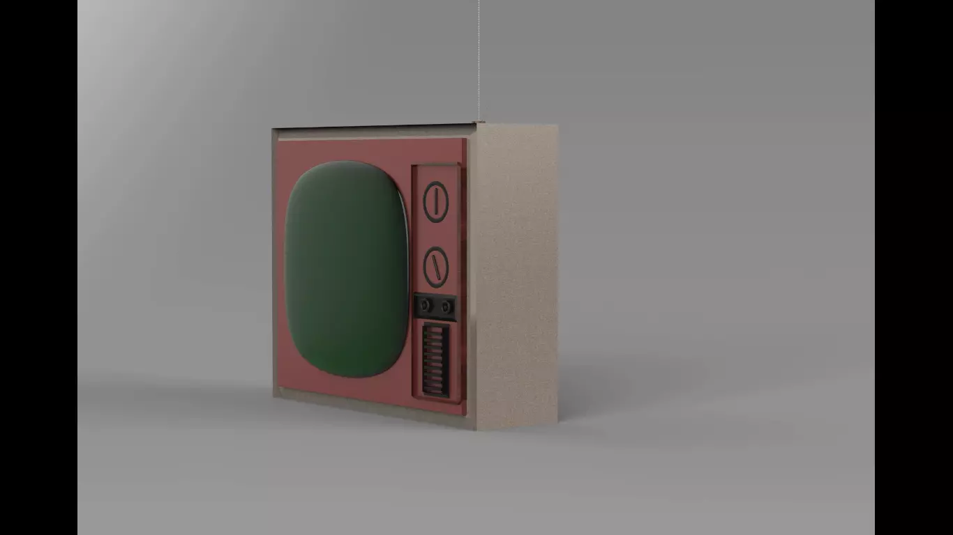 Vintage TV with Green Screen 3D model_0