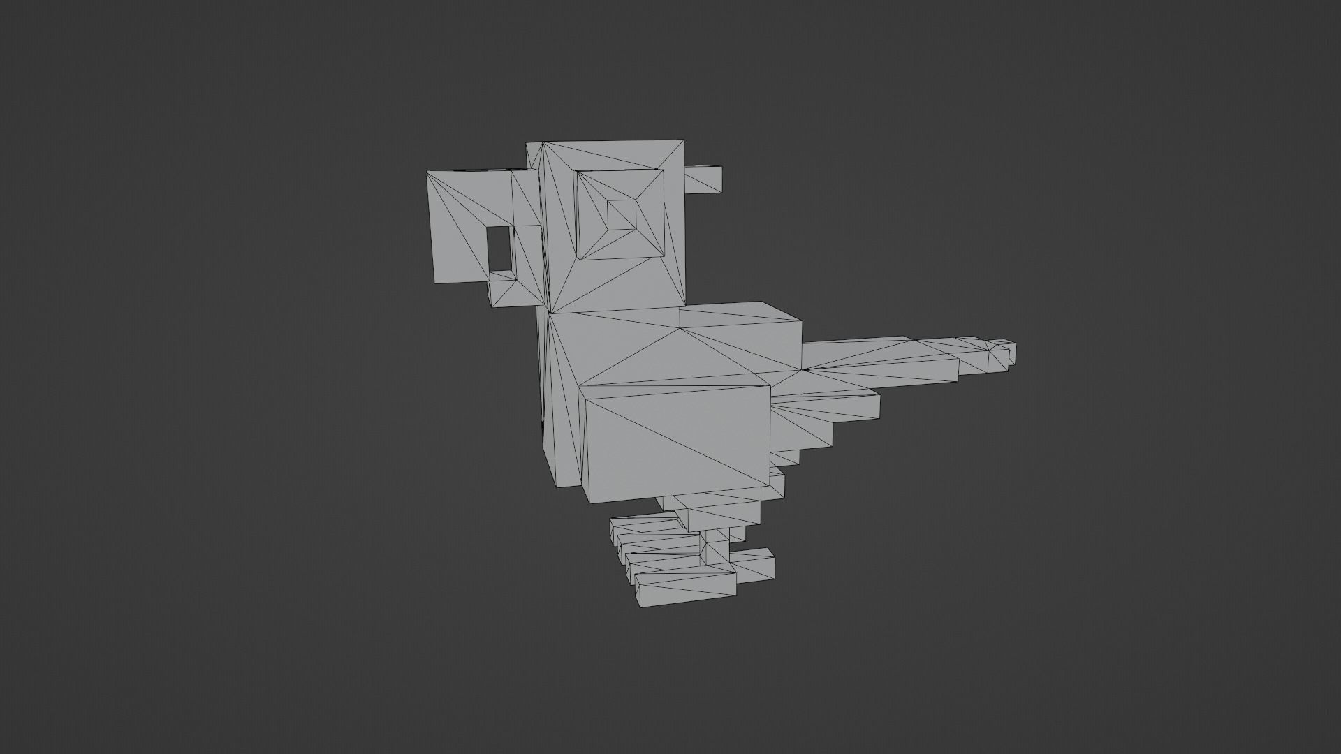 Voxel Blue Parrot Low-poly 3D model_12