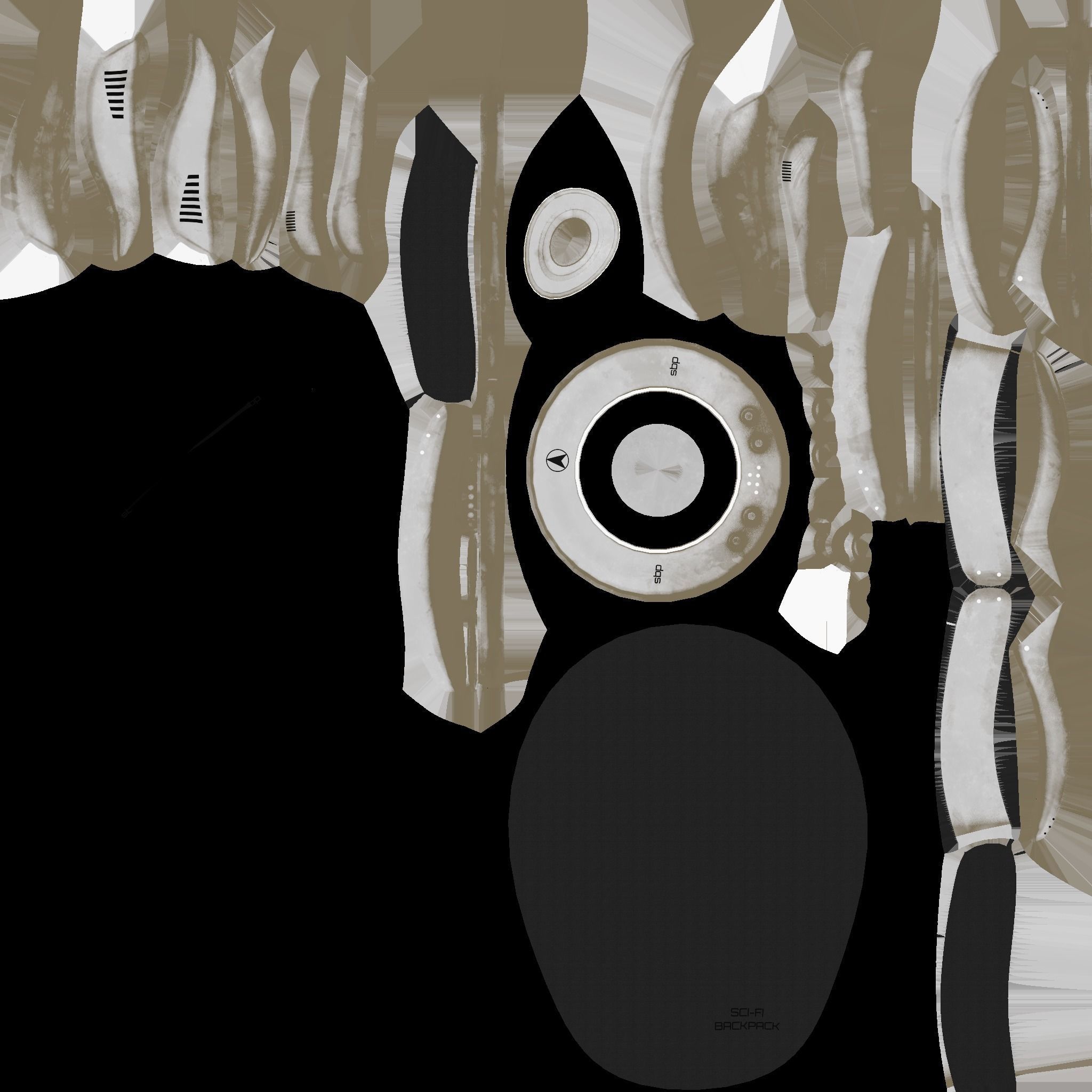 SciFi Backpack D05 White Black - Fashion Character Design Low-poly 3D model_20