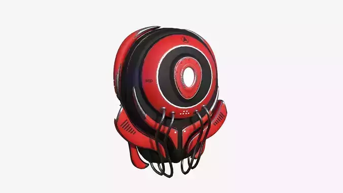 SciFi Backpack D06 Red Black - Fashion Character Design Low-poly 3D model