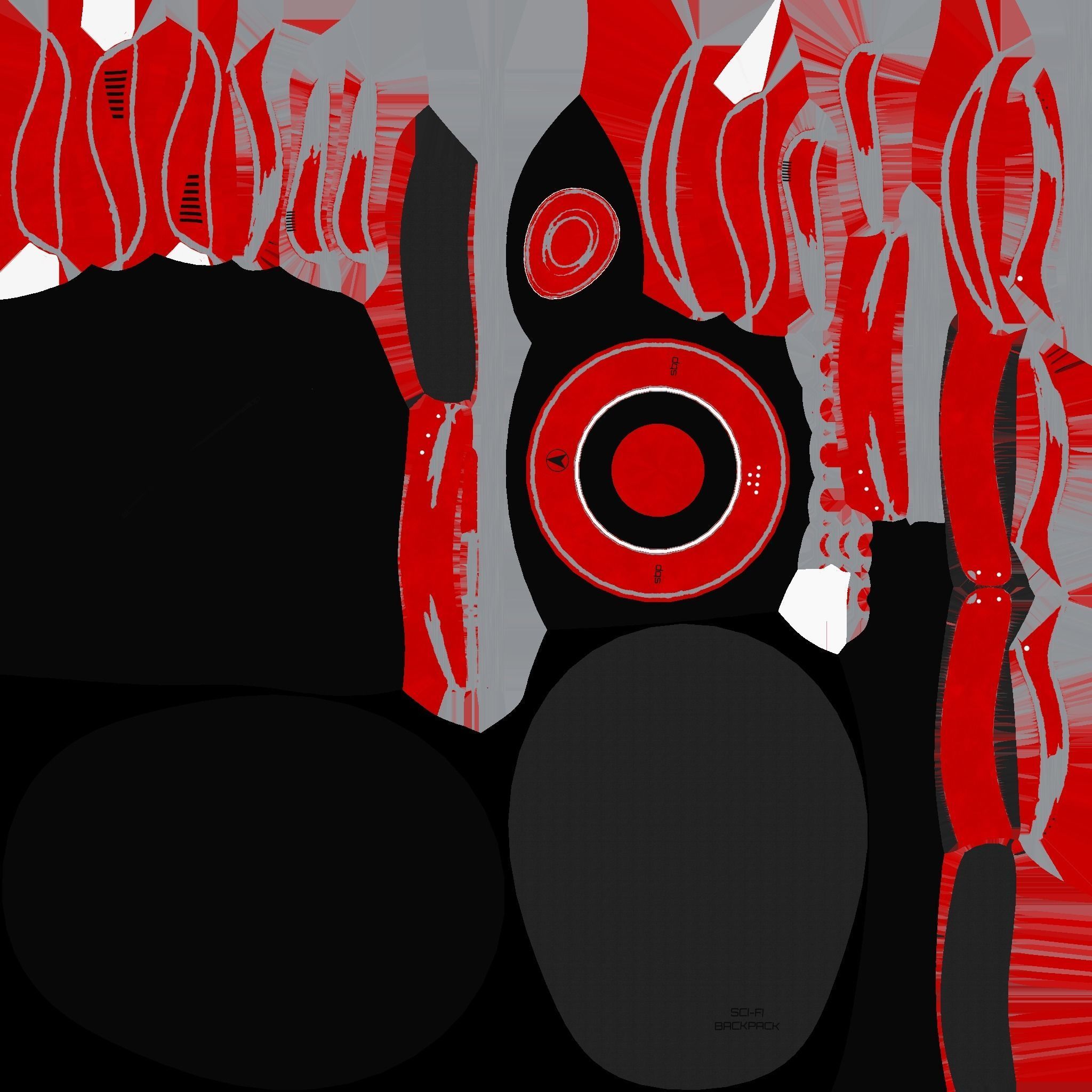 SciFi Backpack D06 Red Black - Fashion Character Design Low-poly 3D model_20