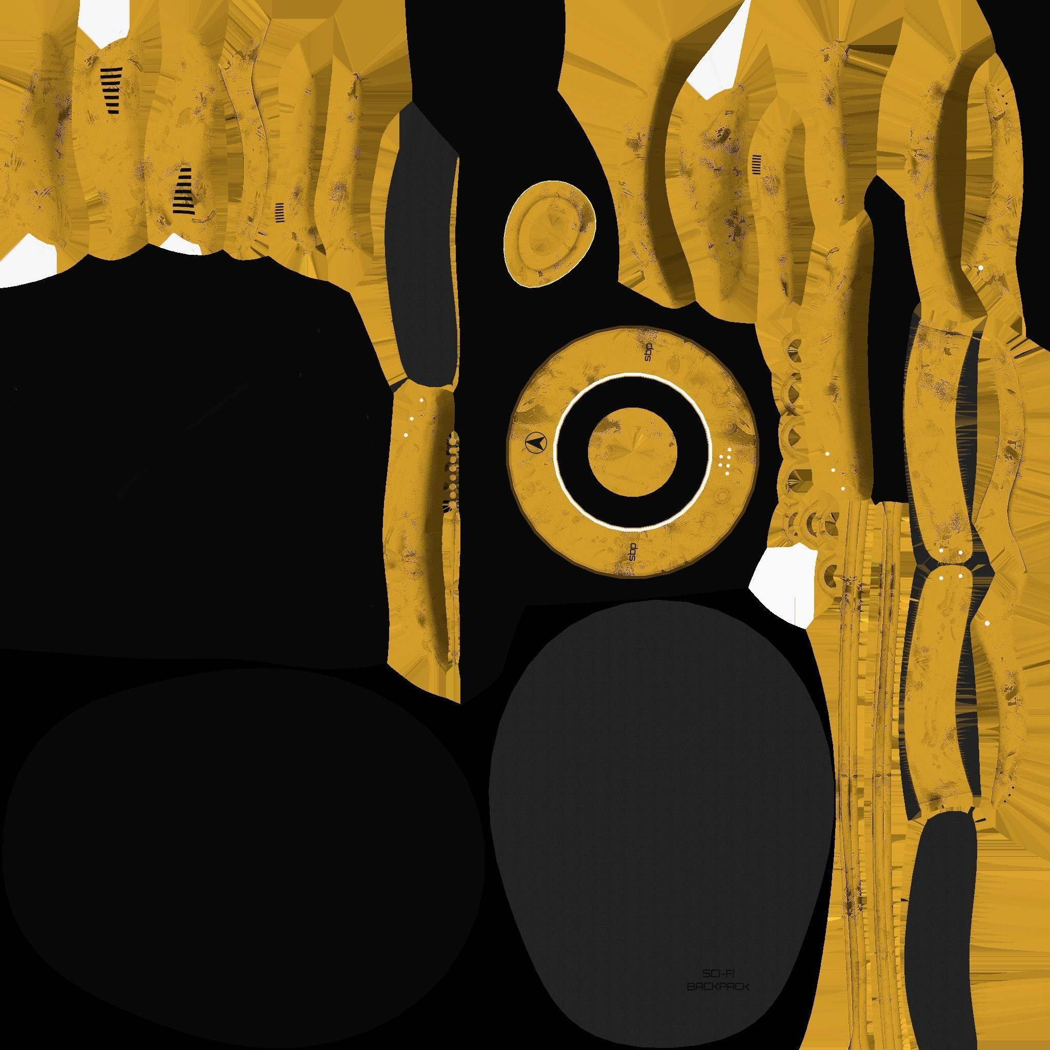 SciFi Backpack D07 Yellow - Fashion Character Design Low-poly 3D model_20