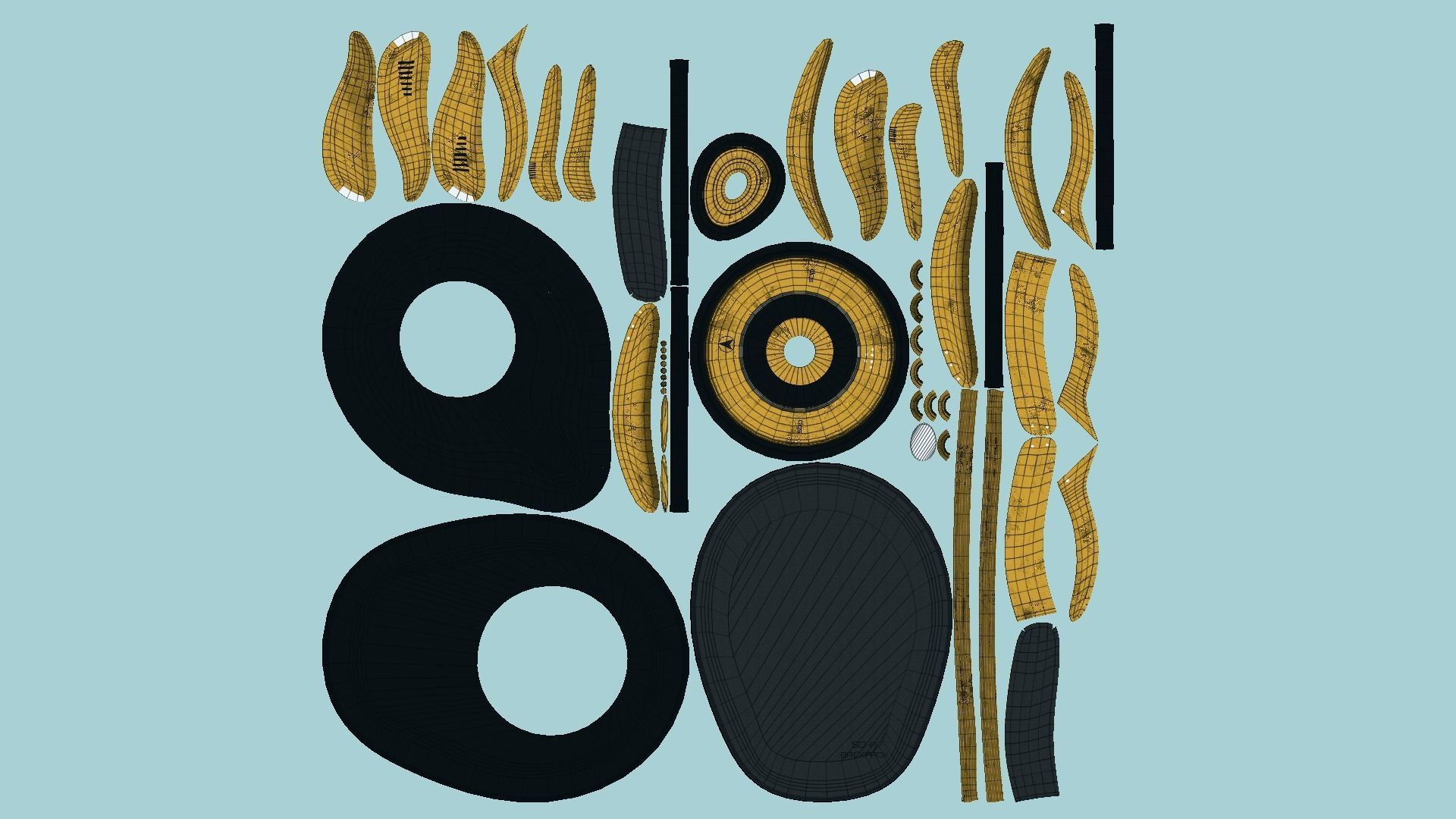 SciFi Backpack D07 Yellow - Fashion Character Design Low-poly 3D model_5