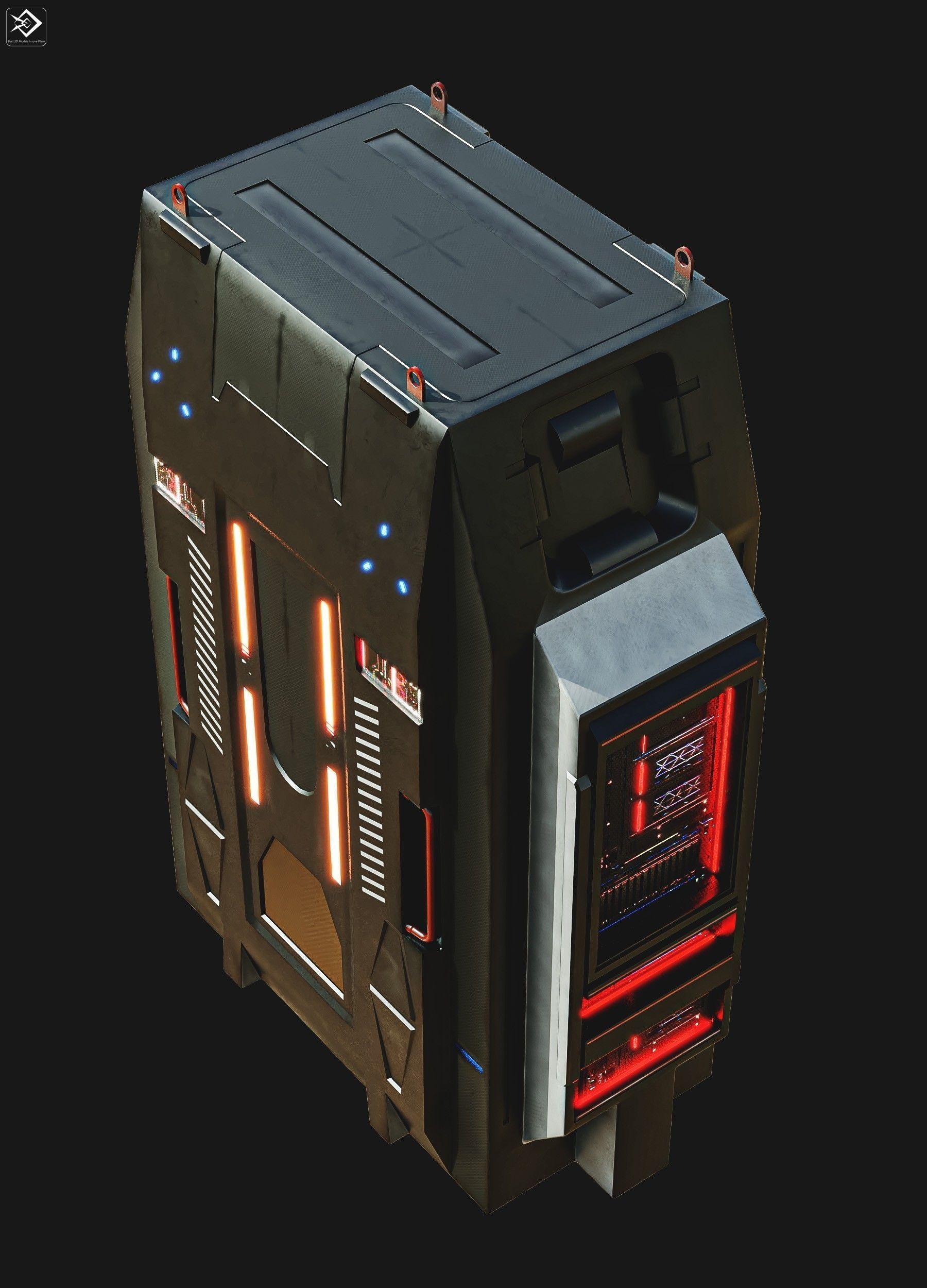 Sci-FI Server Low-poly 3D model_9