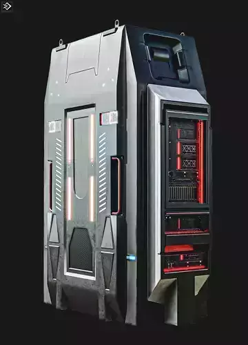 Sci-FI Server Low-poly 3D model