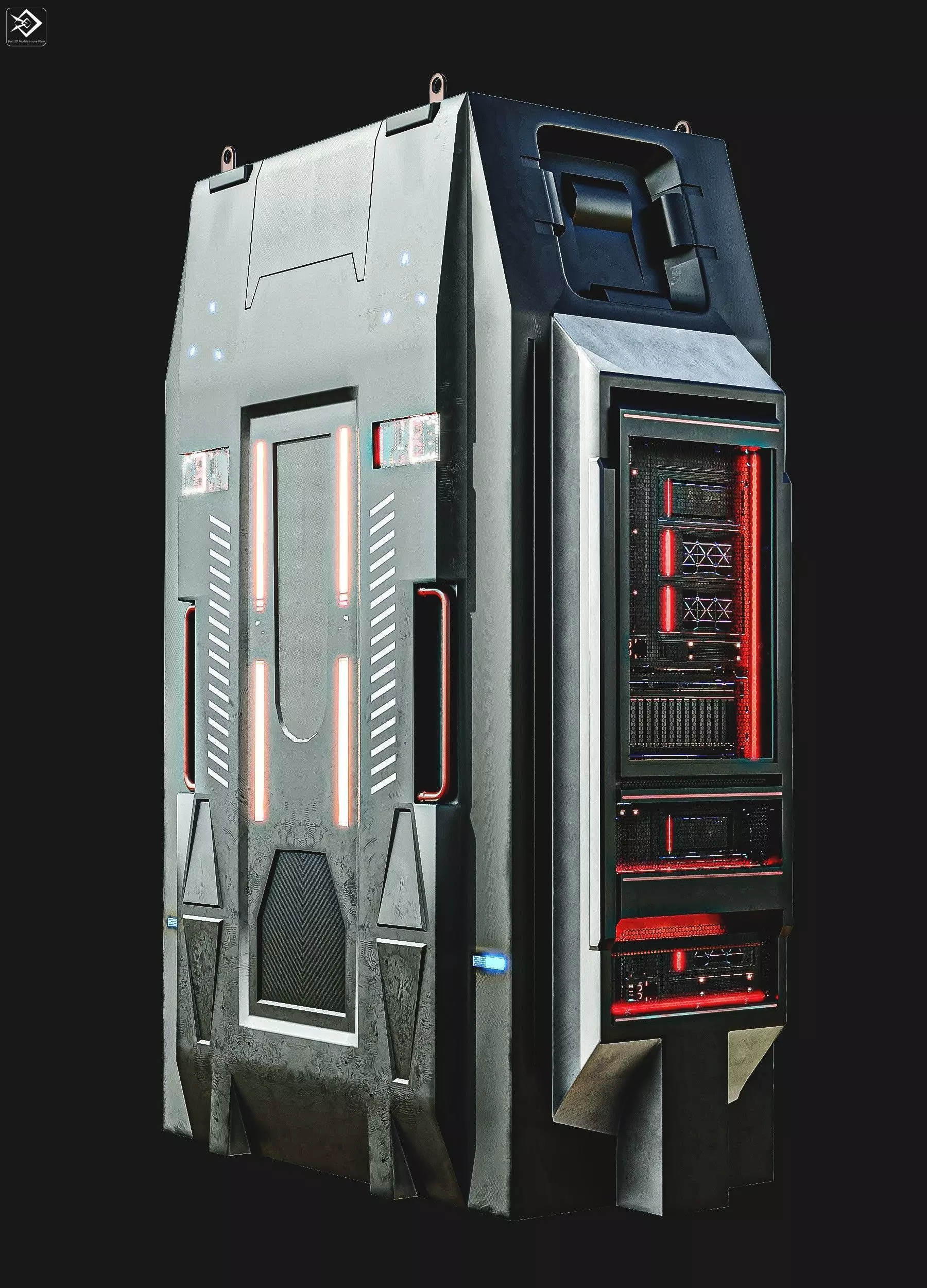 Sci-FI Server Low-poly 3D model_0