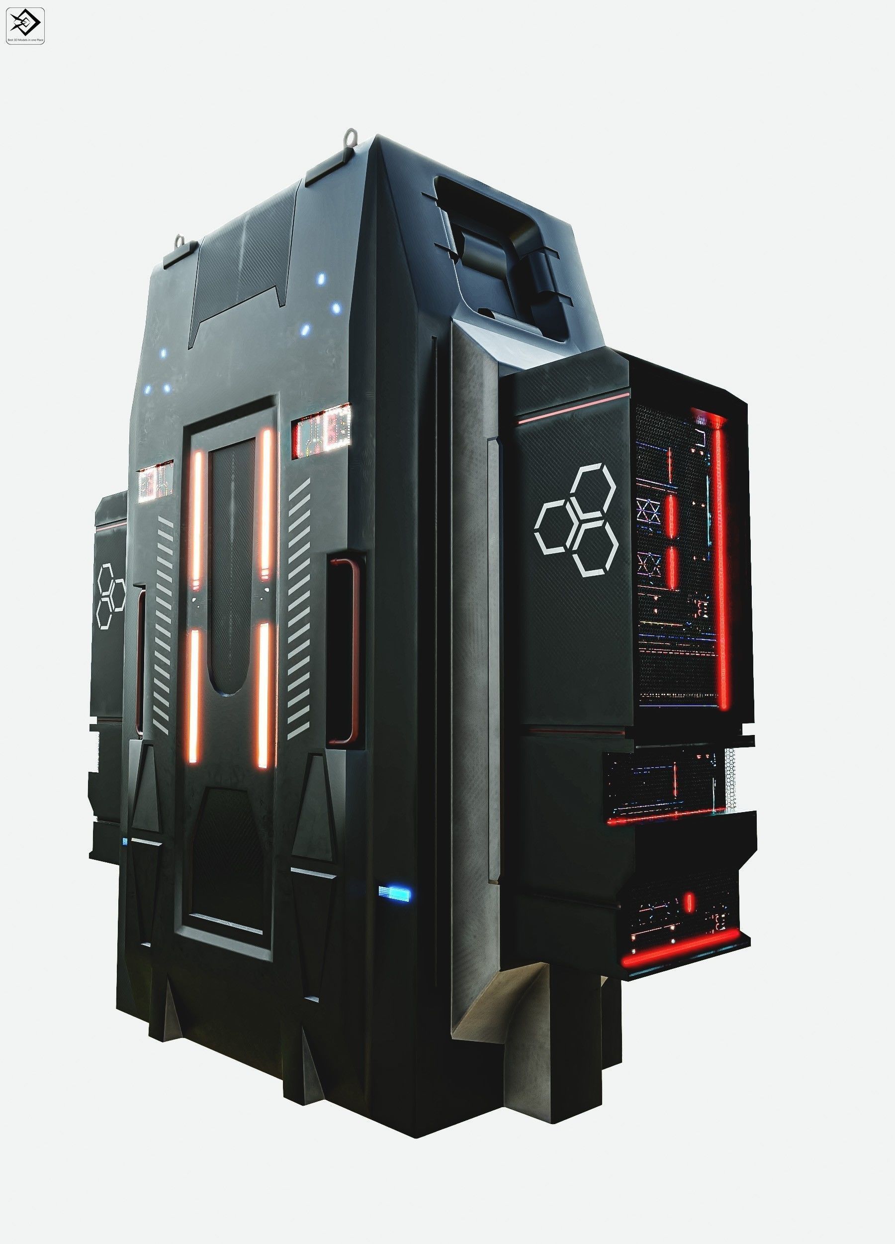 Sci-FI Server Low-poly 3D model_2
