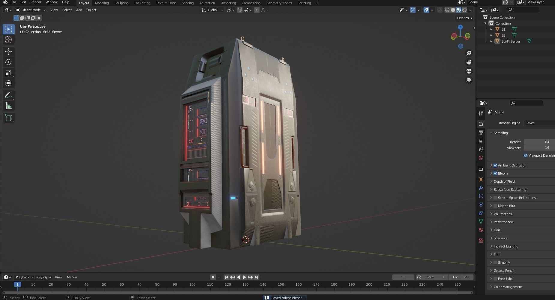 Sci-FI Server Low-poly 3D model_10