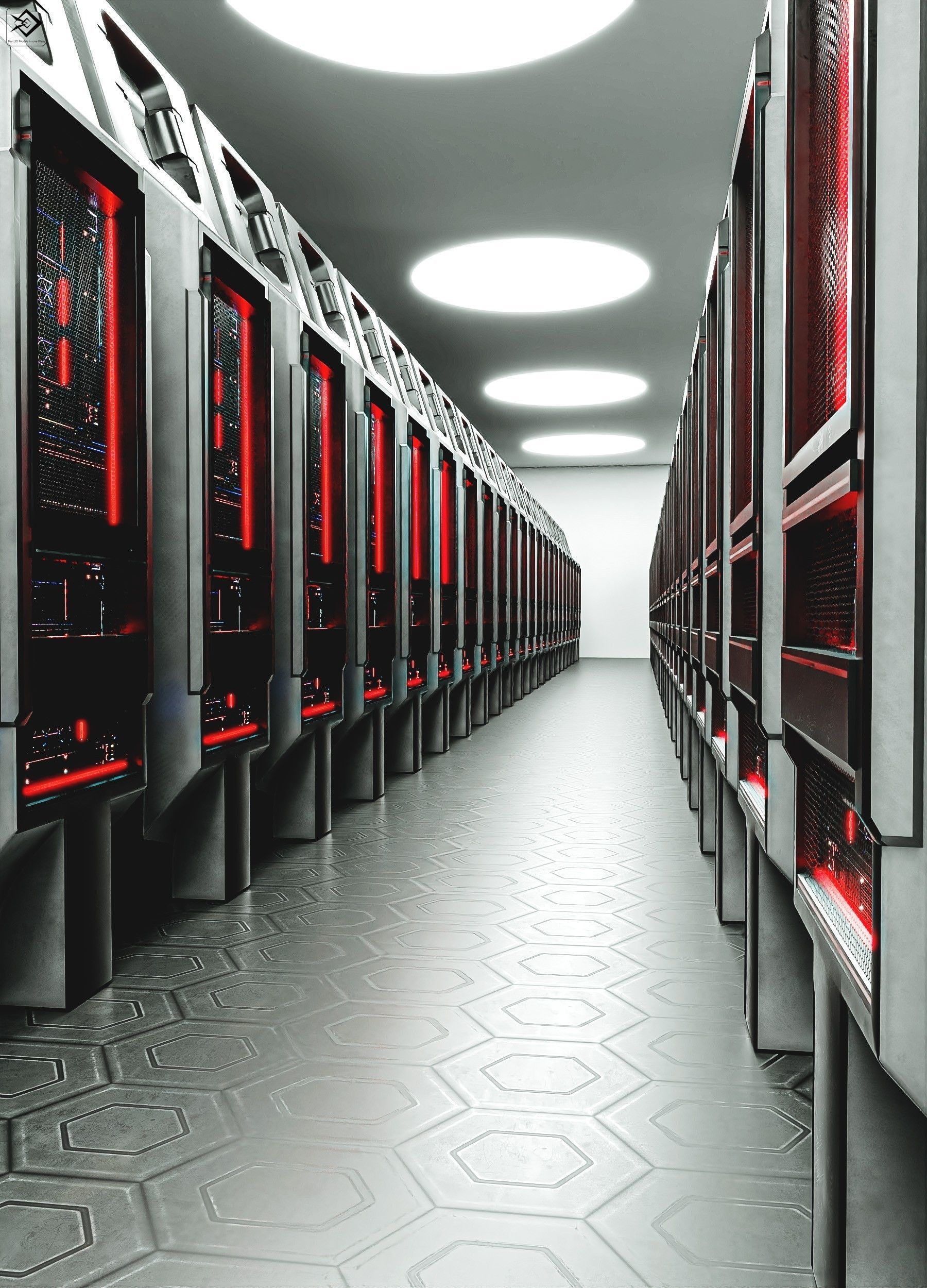 Sci-FI Server Low-poly 3D model_5