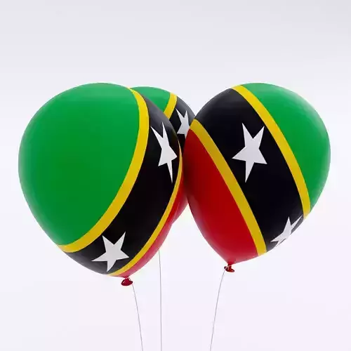 Saint Kitts and Nevis country balloon low poly 3d model Low-poly 3D model