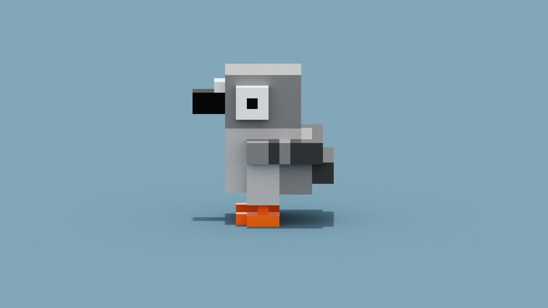 Voxel Pigeon Low-poly 3D model_3
