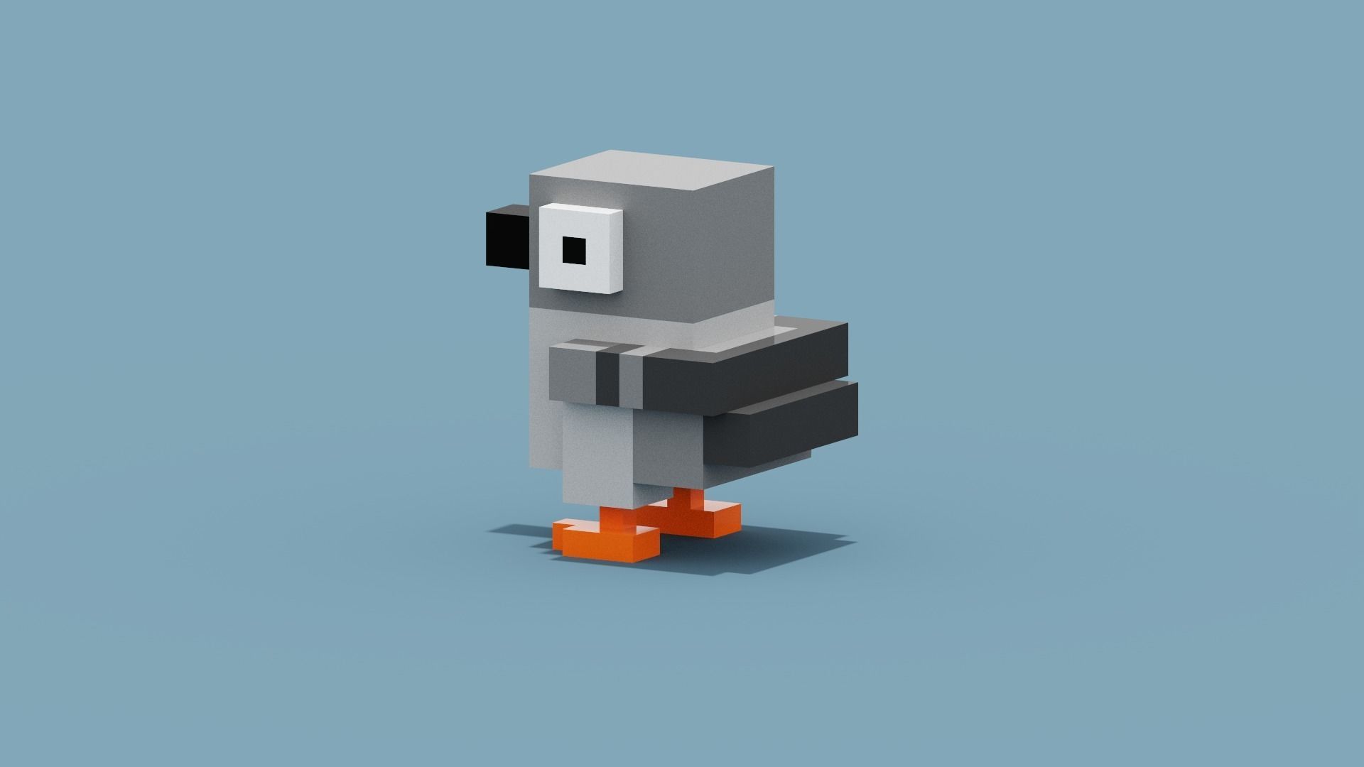 Voxel Pigeon Low-poly 3D model_7