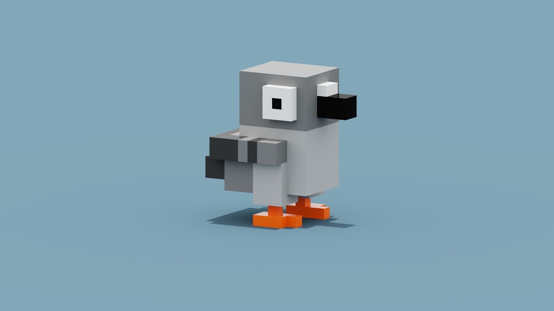 Voxel Pigeon Low-poly 3D model_10