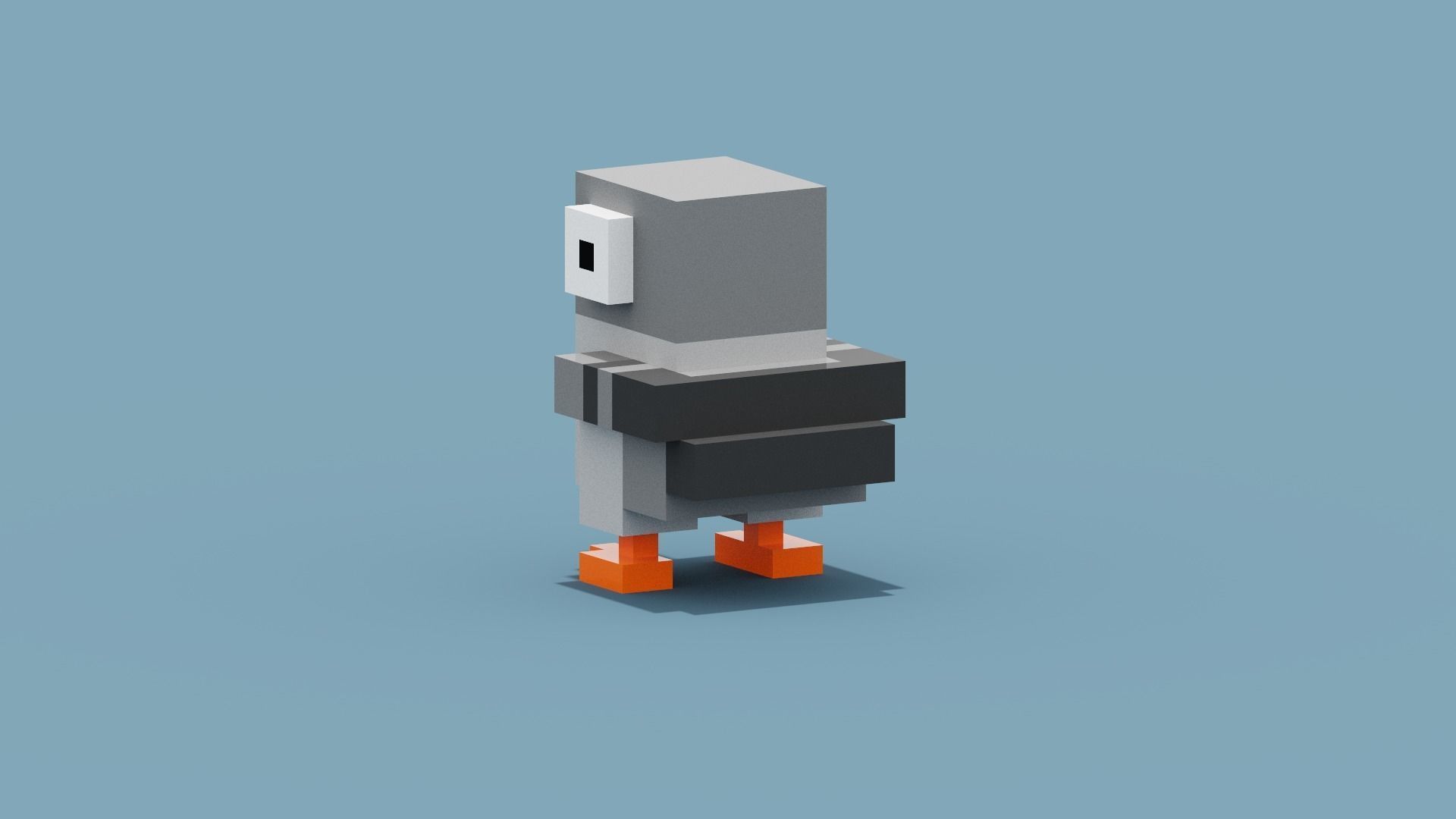 Voxel Pigeon Low-poly 3D model_8