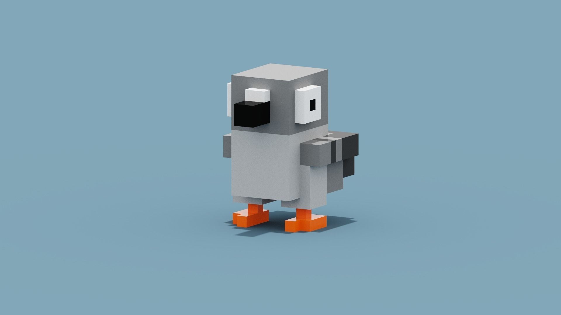 Voxel Pigeon Low-poly 3D model_1