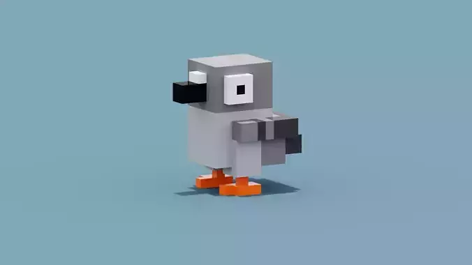 Voxel Pigeon Low-poly 3D model