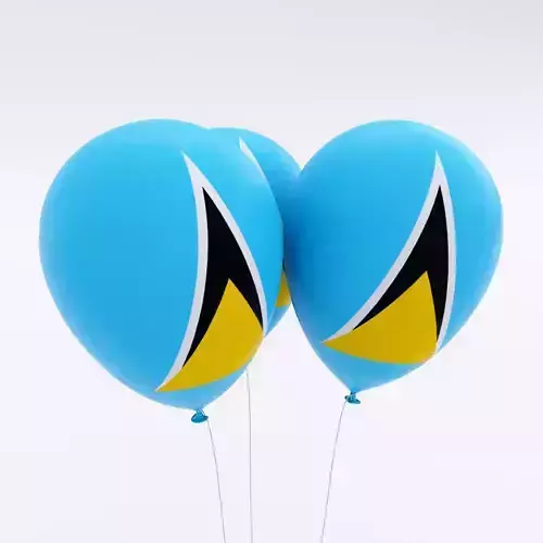 Saint Lucia country balloon low poly 3d model 