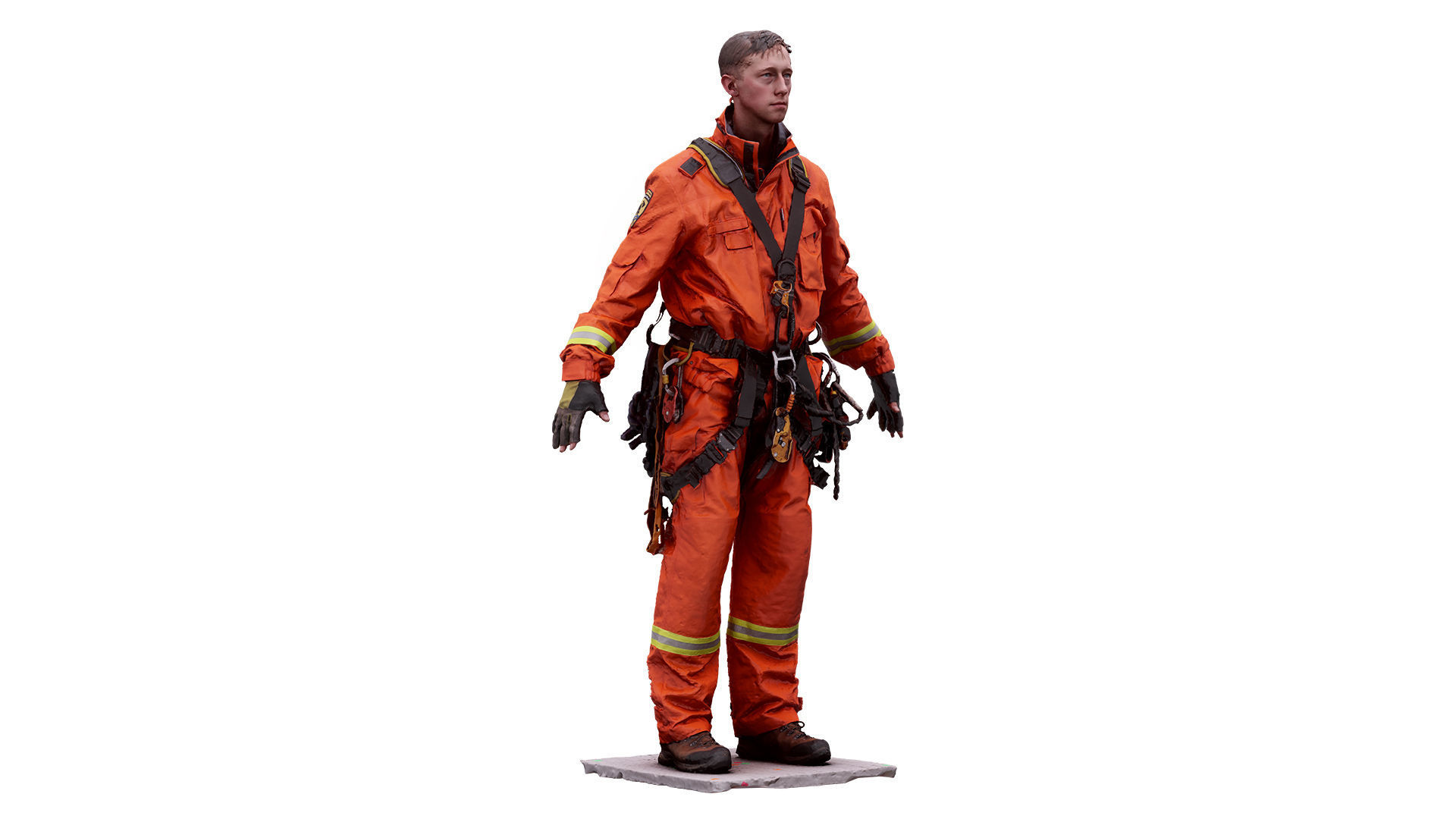 A Pose Raw Body Scan Sam Atkins Fireman Climbing Suit 3D model_2
