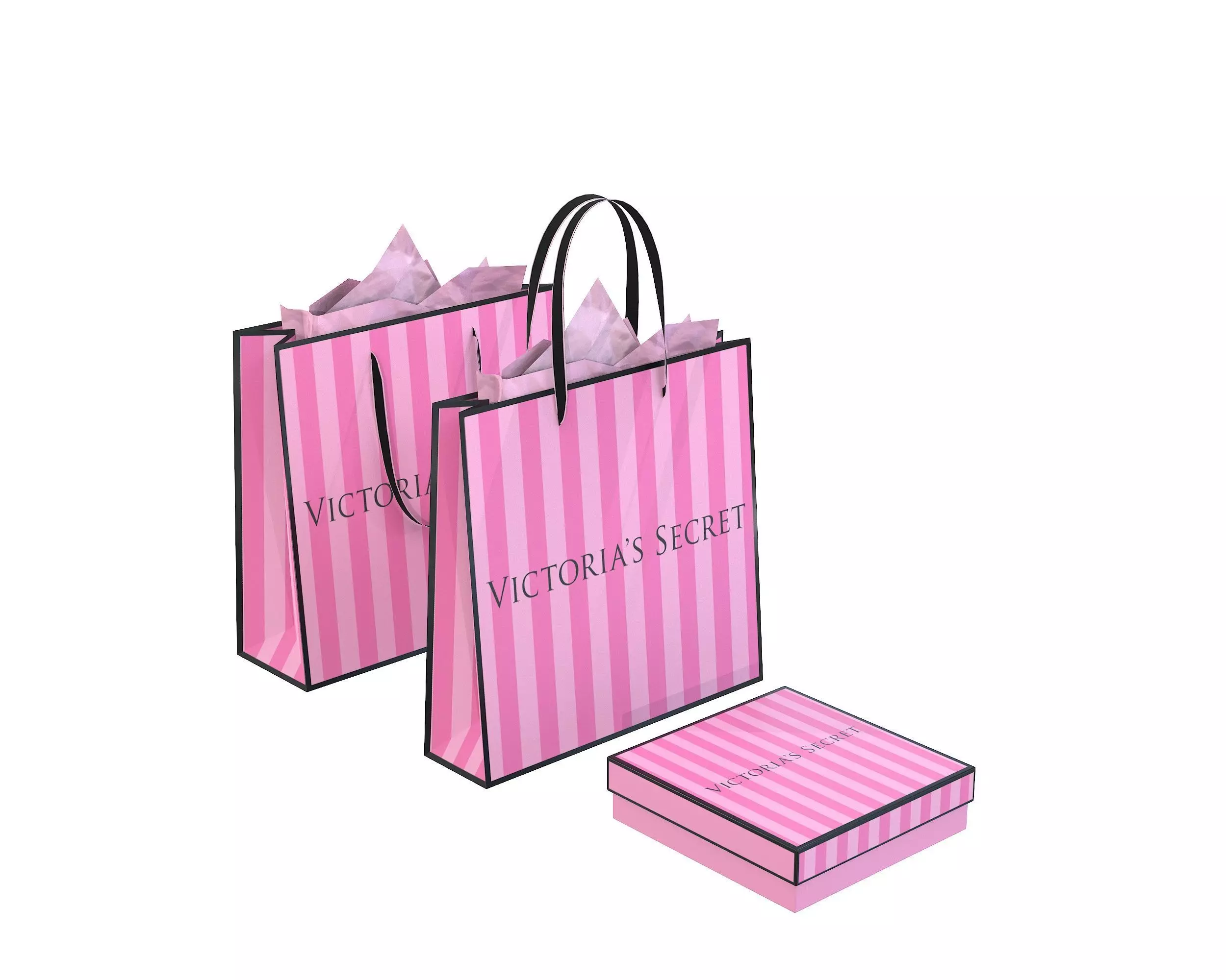 Victorias Secret Gift Bag and Box Low-poly 3D model