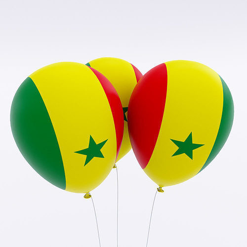 Senegal country balloon low poly 3d model  Low-poly 3D model
