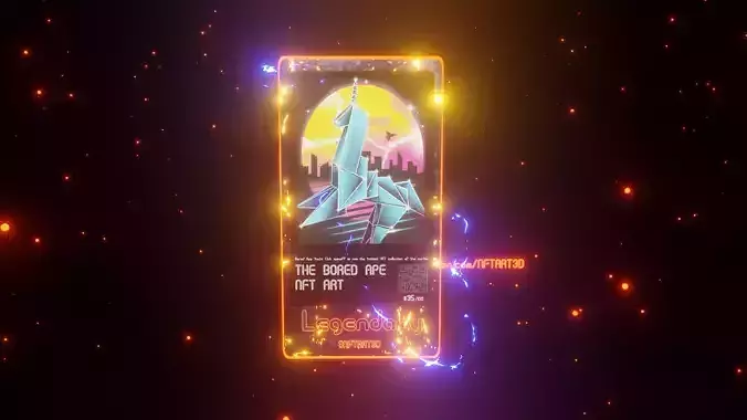 3D NFT Card Blender Template File Electricity Effect