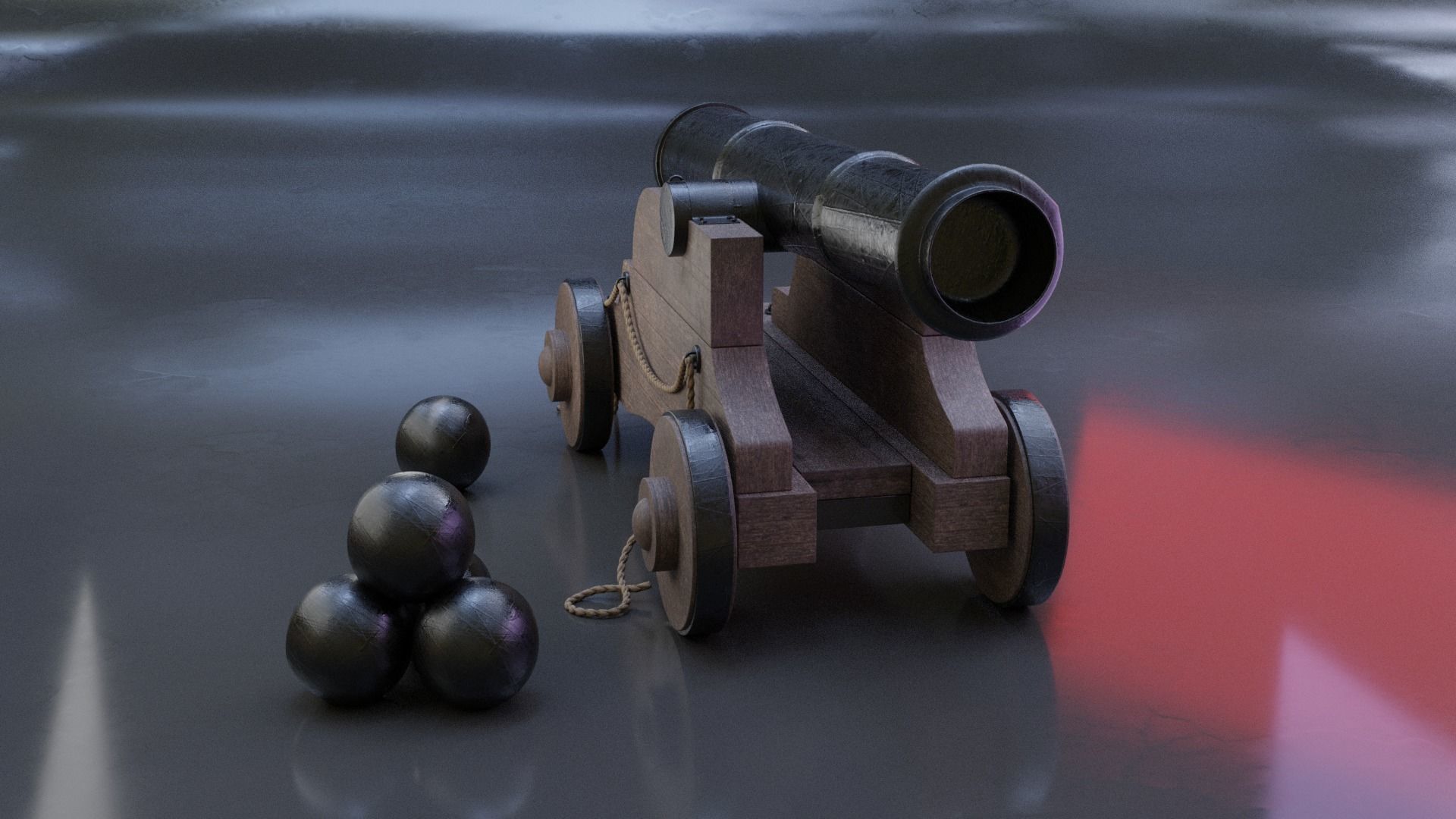 Cannon 3D Model Blender Low-poly 3D model_3