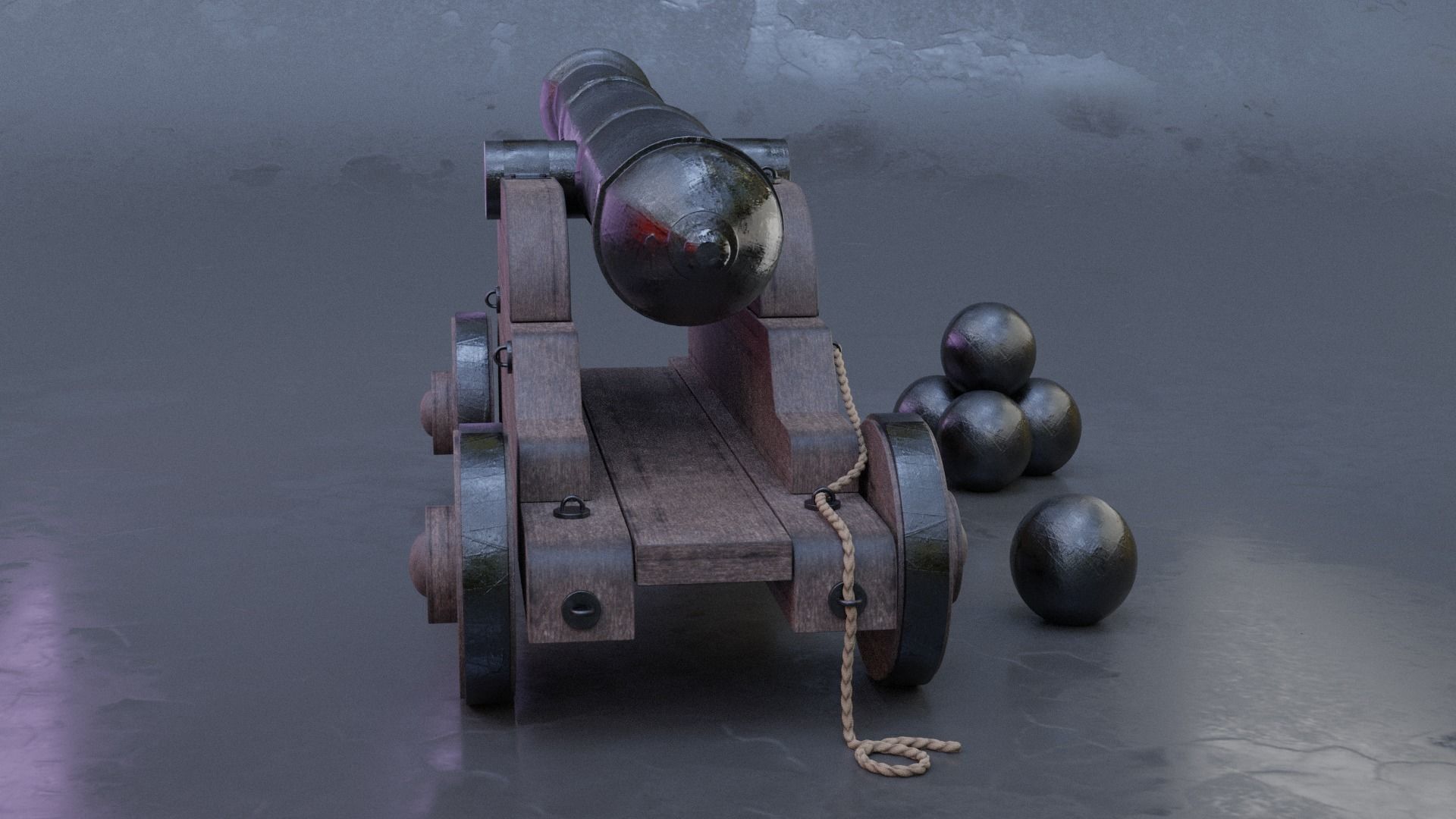 Cannon 3D Model Blender Low-poly 3D model_4