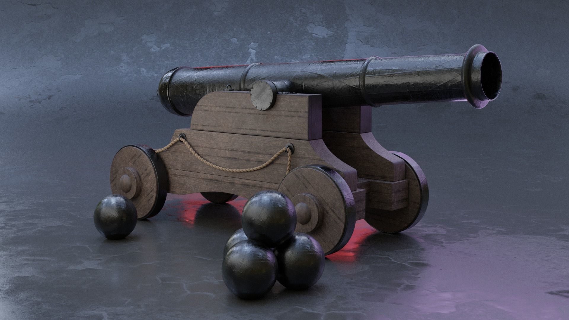 Cannon 3D Model Blender Low-poly 3D model_2