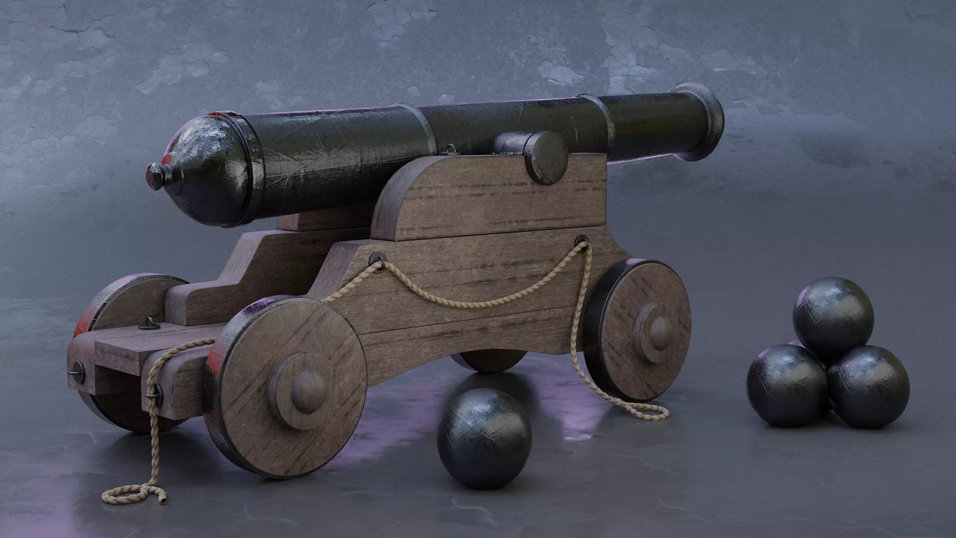 Cannon 3D Model Blender Low-poly 3D model_0