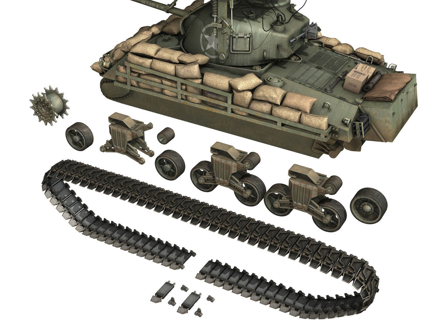 M4A3 Calliope Annabell 3D Model OBJ 3DS FBX C4D LWO LW LWS 