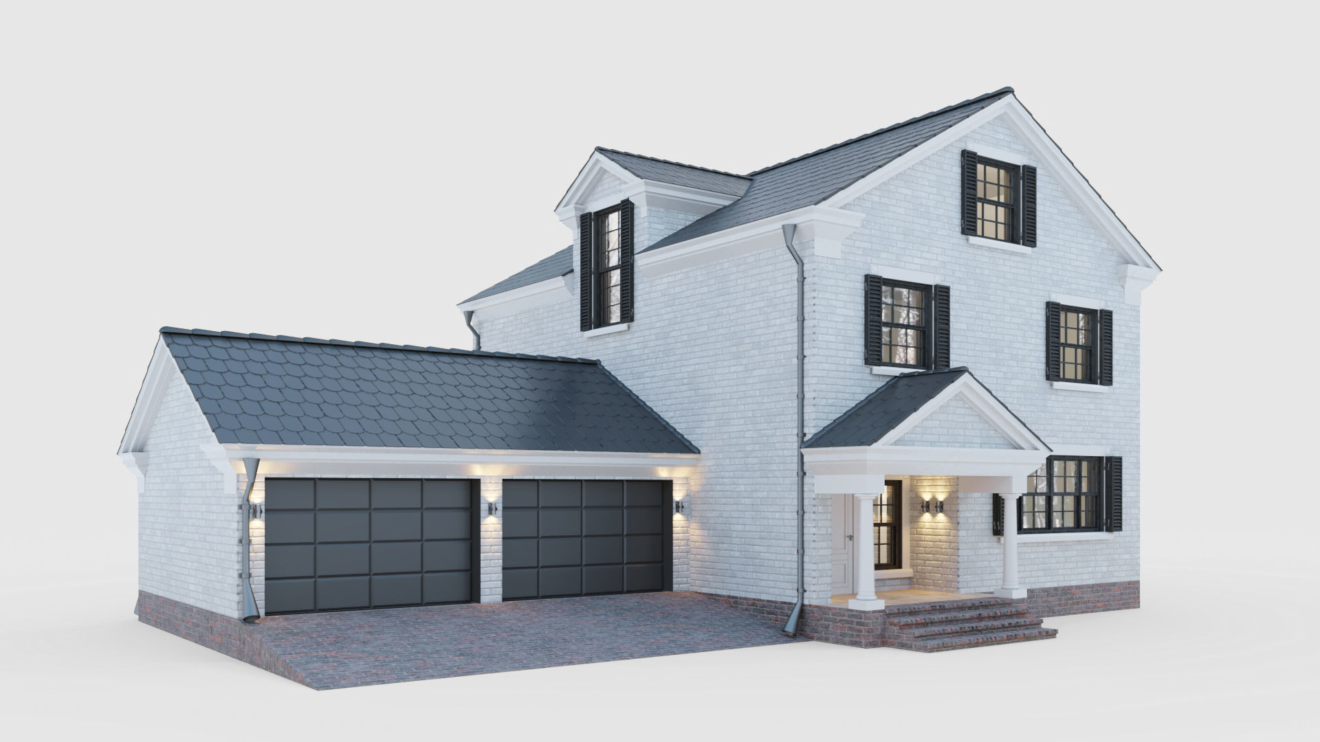 American classic house 3D model_3