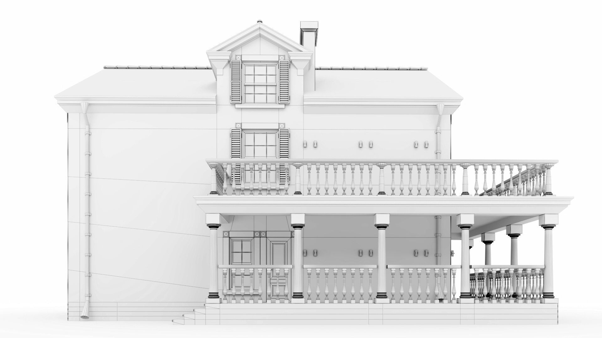 American classic house 3D model_25