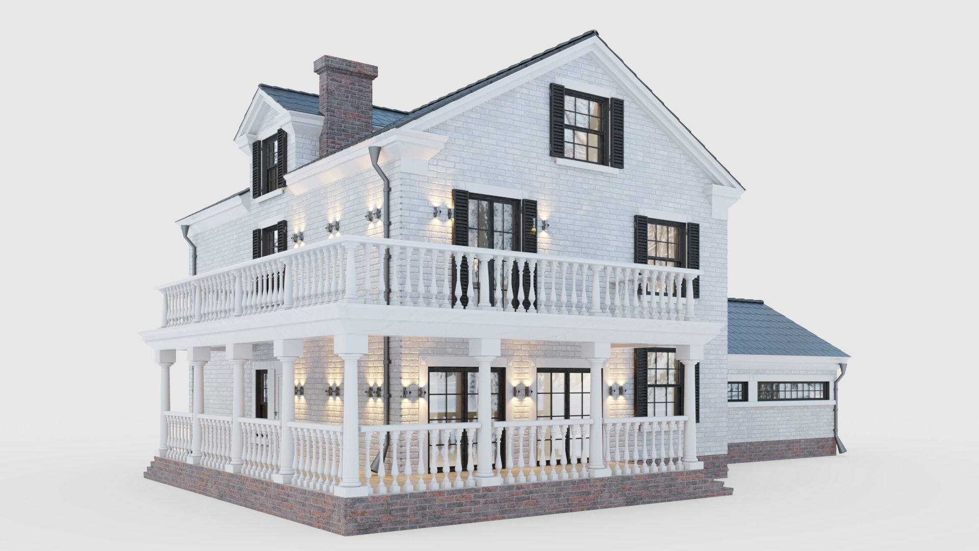 American classic house 3D model_5