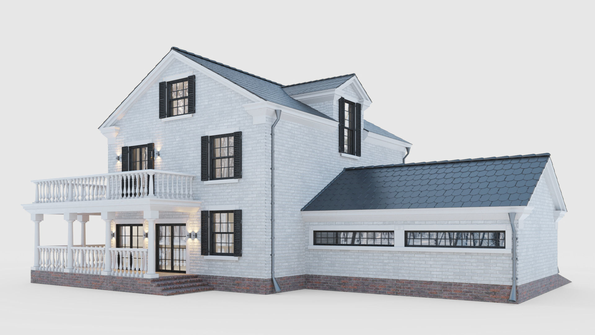 American classic house 3D model_6