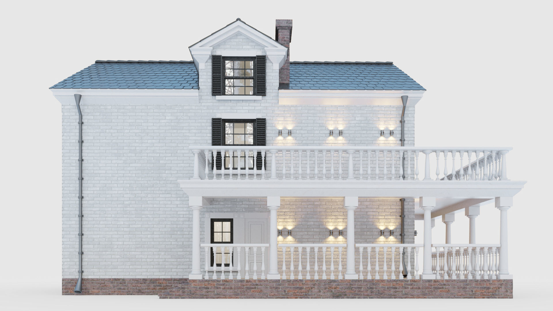 American classic house 3D model_2