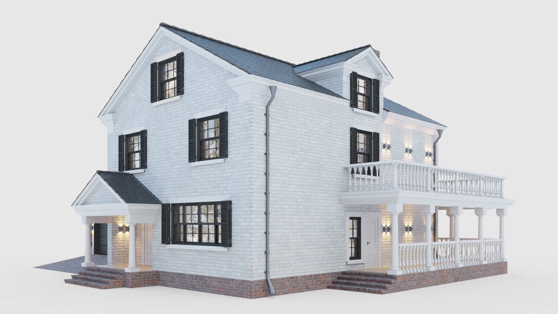 American classic house 3D model_4