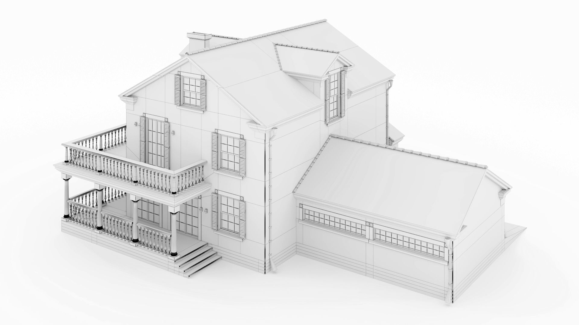 American classic house 3D model_32