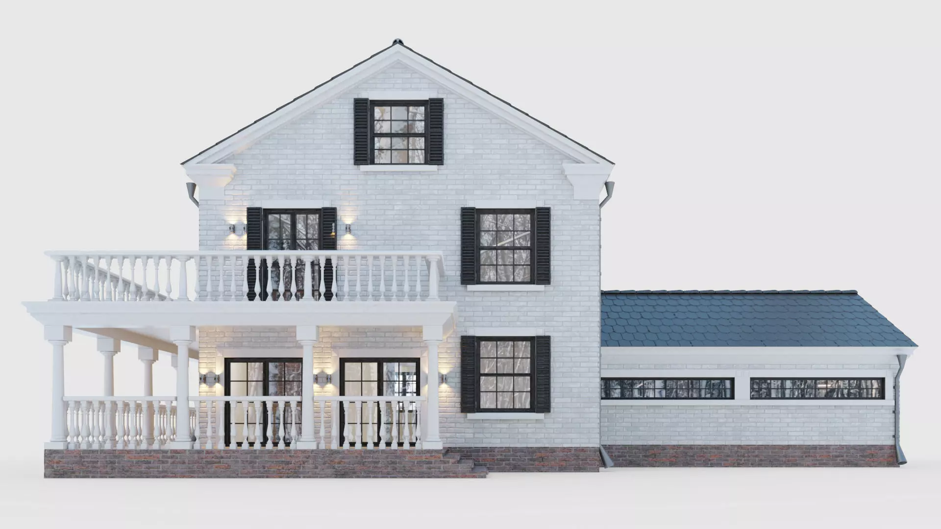 American classic house 3D model_0