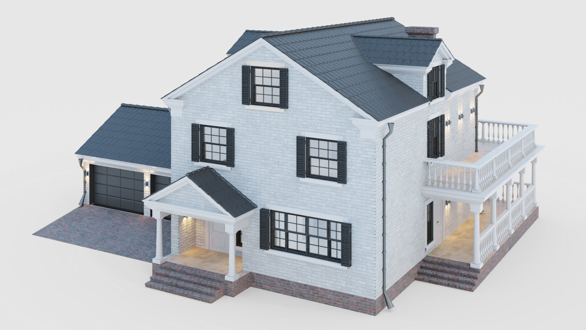 American classic house 3D model_9
