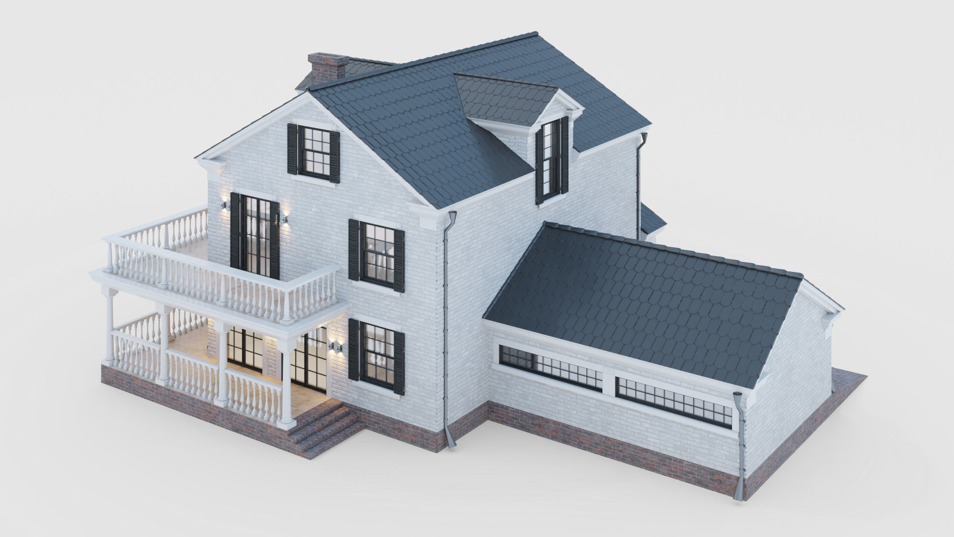 American classic house 3D model_10