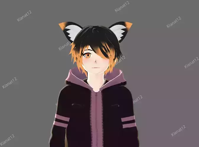3d male anime character  for gaming vrchat and also for  Vtubing Low-poly 3D model
