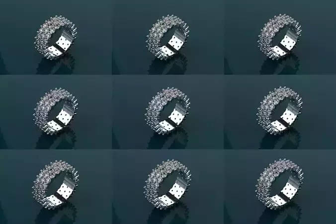 Diamond Ring Size 5 to 9 - Jewelry 3D - 9 Models